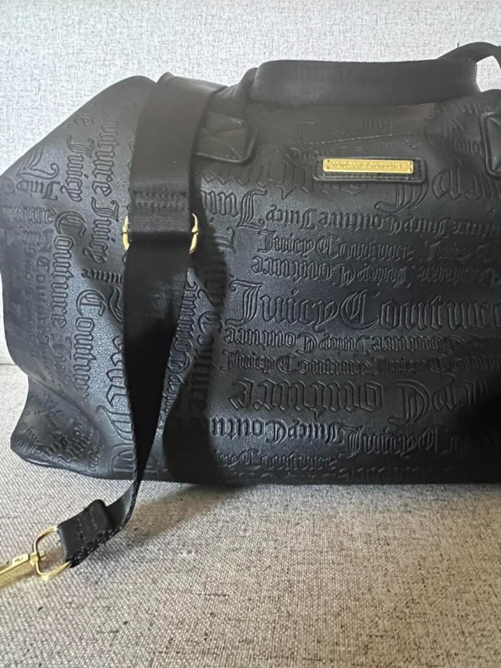 Juicy Couture Overnight Weekender Duffle Black Gold Tone Hardware